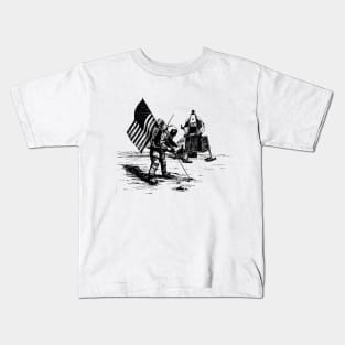 Astronaut Putting the American Flag On the Moon Kids T-Shirt